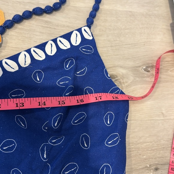 Farm Rio NWT Mixed Ondina Blue Midi Cut out/ ruched sided Dress buttoned down - Picture 10 of 12